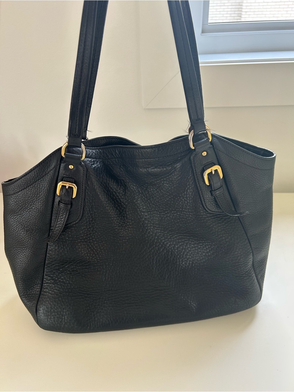 Prada Black Pebbled Leather Tote with Gold Hardware - Picture 6 of 14